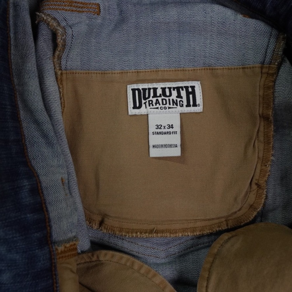 Duluth Trading Co Ballroom DoubleFlex Jeans Mens 32x34 Blue Carpenter Workwear - Picture 5 of 13